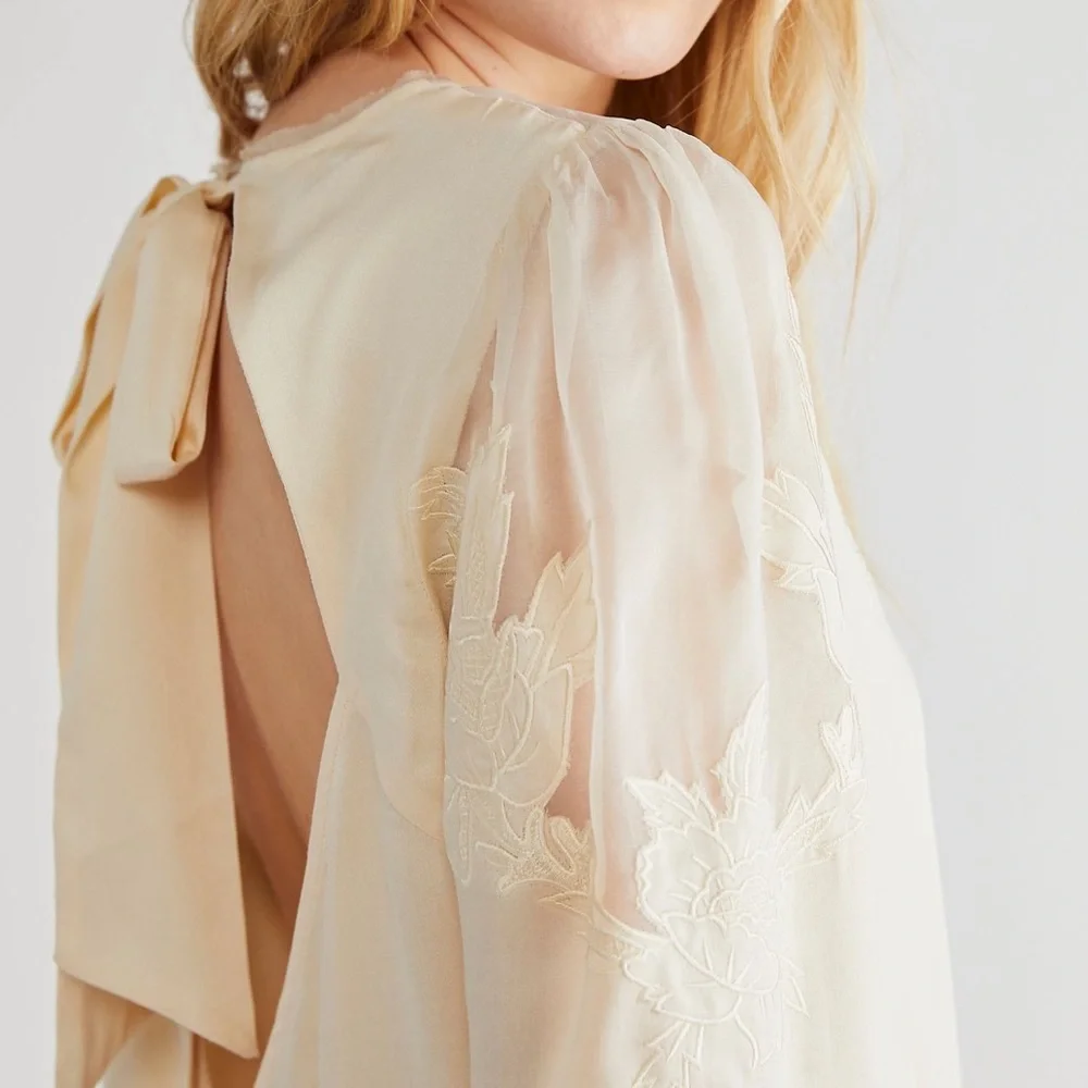 Free People Intimately Last Dance Embroidered Bodysuit in Ivory - Picture 1 of 4